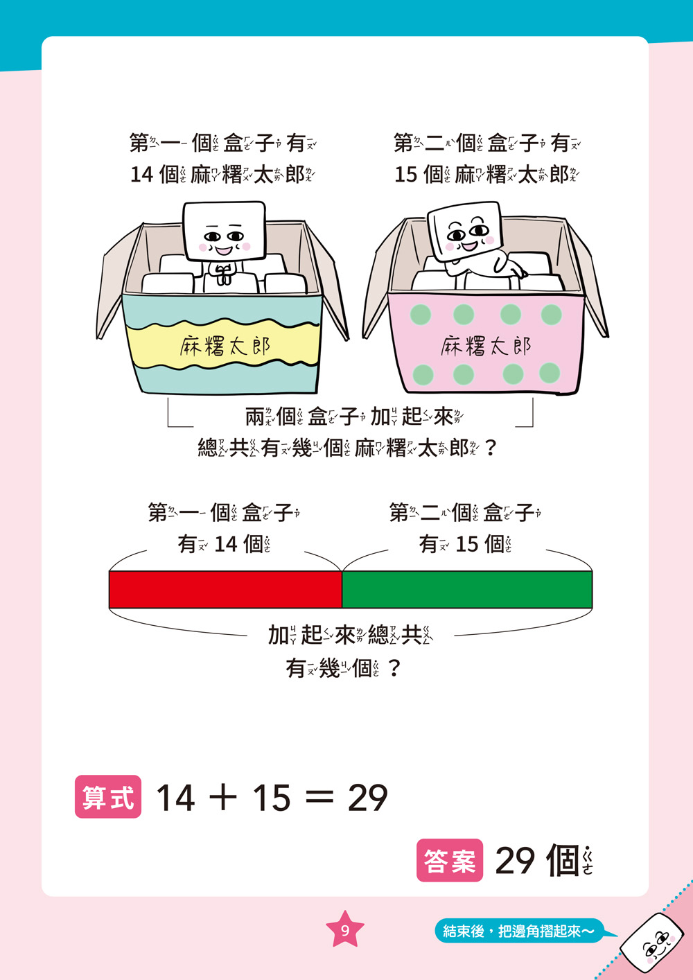 【彩色四格漫畫‧數學這麼好玩】麻糬太郎變形記：長度、容量與倍數（附注音）